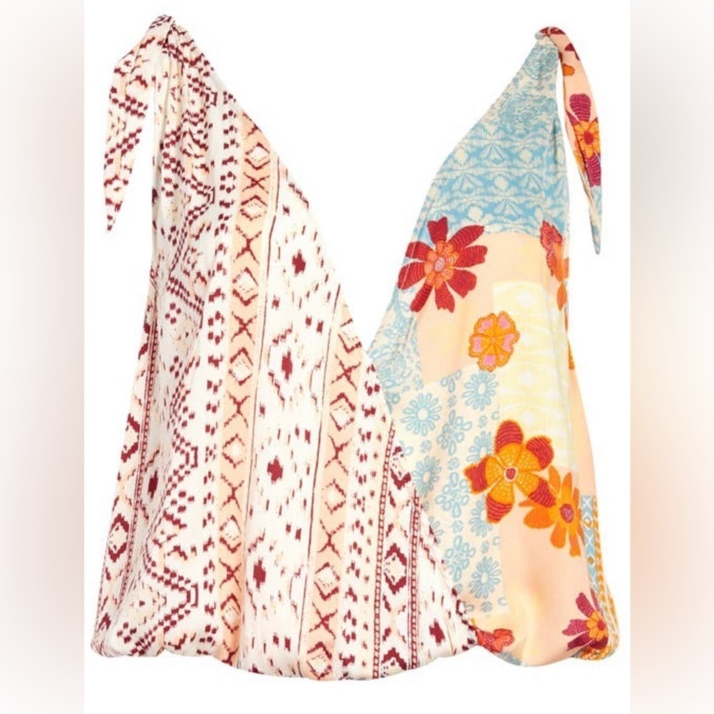 NEW FREE PEOPLE - Tied To You Tank with Floral Pattern in Medium - Picture 3 of 8